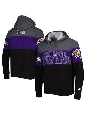 Baltimore Ravens Men XL Starter Heather Charcoal/Purple Extreme Pullover Hoodie